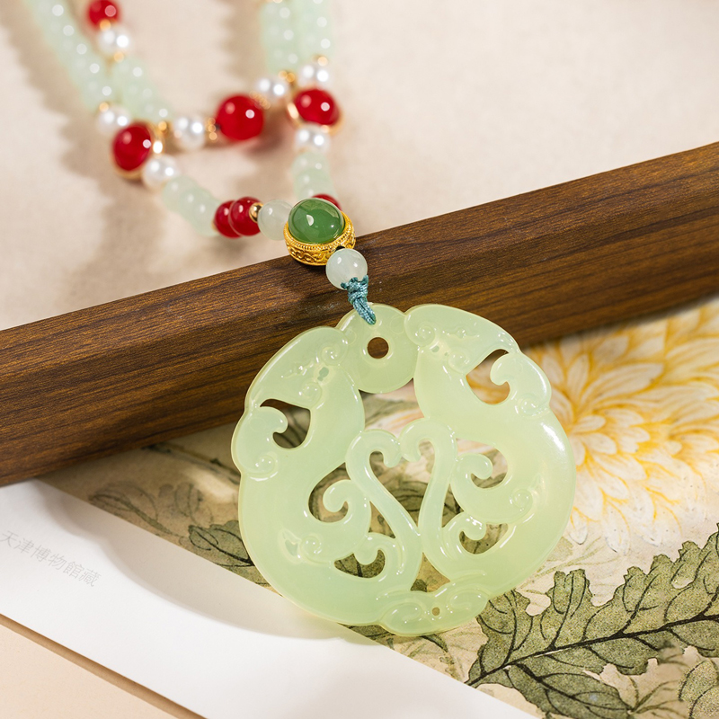 Hanfu-Accessories-Jade-Pendant-Necklace-Retro-Double-Layer-Neck-Ornament-4 Hanfu Accessories Jade Pendant Necklace Retro Double-Layer Neck Ornament