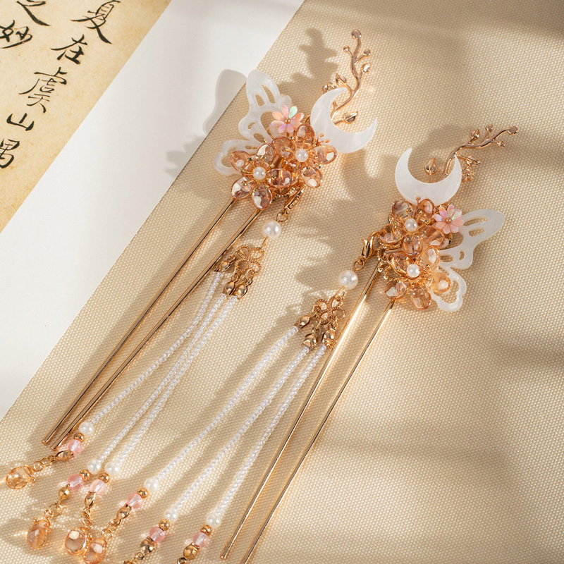 Hanfu-Headwear-Tassel-Hairpins-Buyao-Hairpins-Traditional-Style-Hair-Accessories-Ancient-Hairpins-1 Hanfu Headwear Tassel Hairpins Buyao Hairpins Traditional-Style Hair Accessories Ancient Hairpins