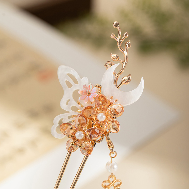Hanfu-Headwear-Tassel-Hairpins-Buyao-Hairpins-Traditional-Style-Hair-Accessories-Ancient-Hairpins-3 Hanfu Headwear Tassel Hairpins Buyao Hairpins Traditional-Style Hair Accessories Ancient Hairpins