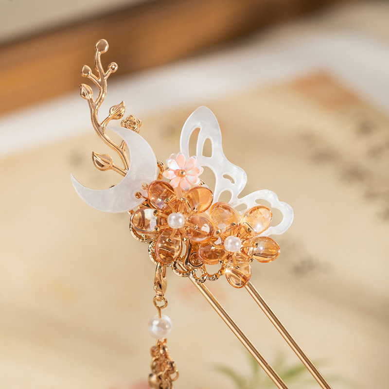 Hanfu-Headwear-Tassel-Hairpins-Buyao-Hairpins-Traditional-Style-Hair-Accessories-Ancient-Hairpins-4 Hanfu Headwear Tassel Hairpins Buyao Hairpins Traditional-Style Hair Accessories Ancient Hairpins