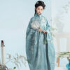 Ming-Dynasty-Women-Hanfu-Set-Mamian-Qun-in-Elegant-Blue-3 Ming Dynasty Women Hanfu Set Mamian Qun in Elegant Blue