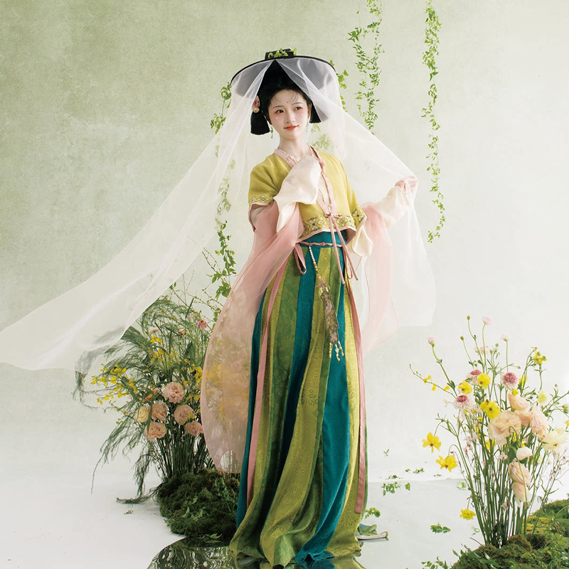 Traditional-Tang-Dynasty-Hanfu-Set-Everyday-Spring-Women-Attire-4 Traditional Tang Dynasty Hanfu Set Everyday Spring Women Attire