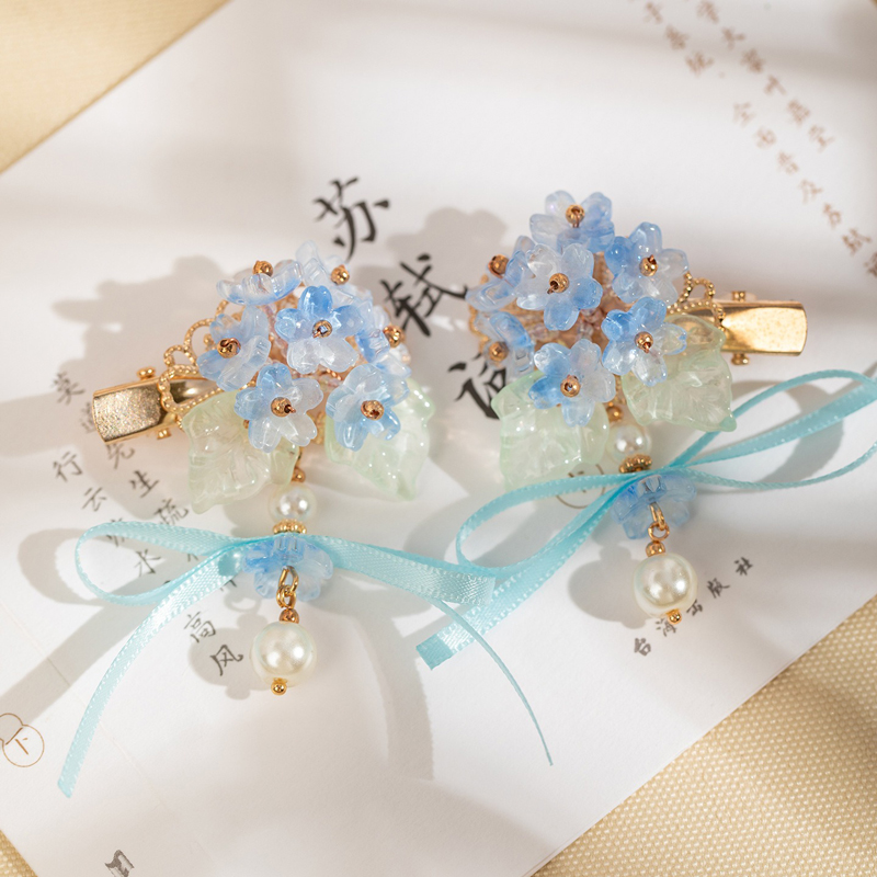 Women-Hanfu-Hair-Clips-Blue-Cherry-Blossom-PairQipao-Accessories-2 Women Hanfu Hair Clips Blue Cherry Blossom PairQipao Accessories