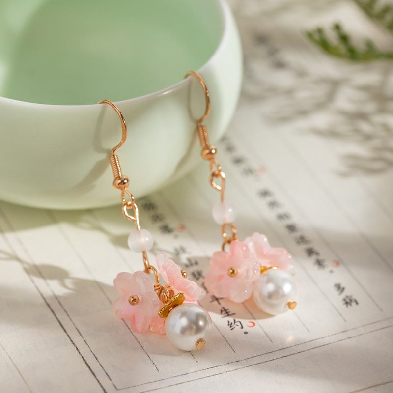 Women-Hanfu-Style-Osmanthus-Tassel-Earrings-Vintage-Accessories-3 Women Hanfu-Style Osmanthus Tassel Earrings Vintage Accessories