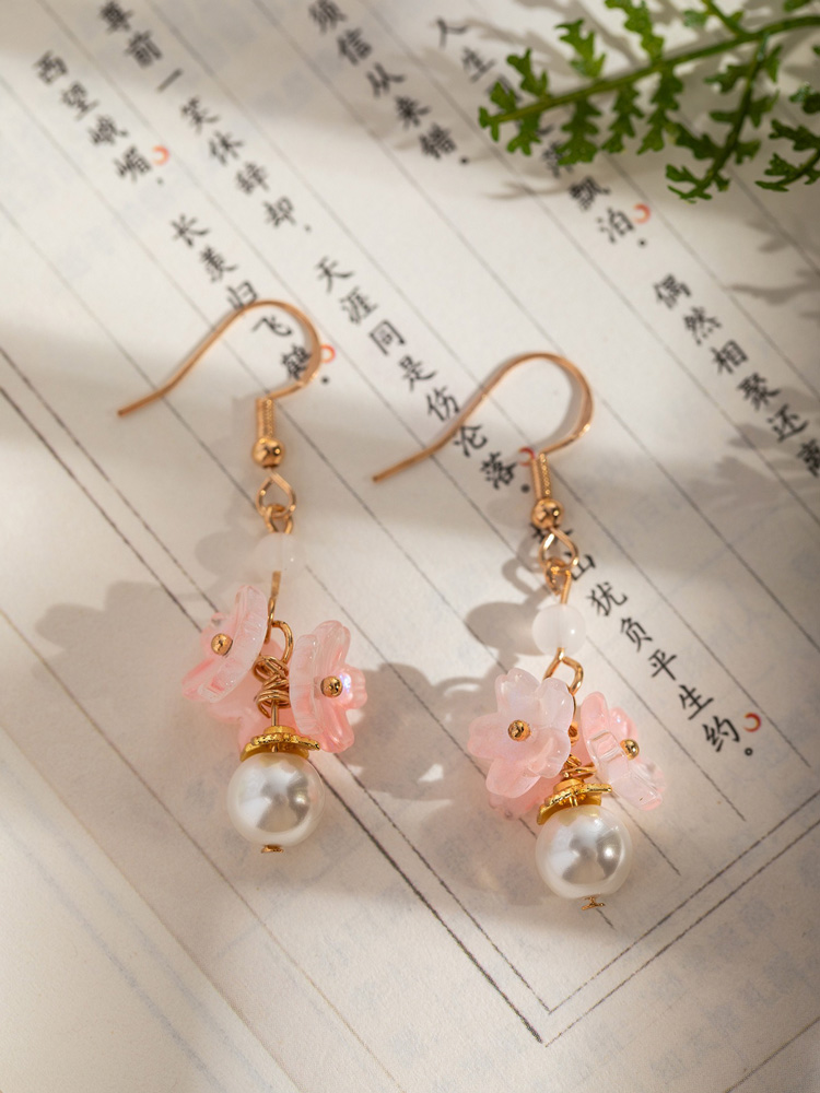 Women Hanfu-Style Osmanthus Tassel Earrings Vintage Accessories 