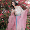 Women-Qiyao-Hanfu-Set-Spring-Pink-Casual-Wear-2 Women Qiyao Hanfu Set Spring Pink Casual Song Dynasty Wear