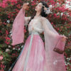 Women-Qiyao-Hanfu-Set-Spring-Pink-Casual-Wear-3 Women Qiyao Hanfu Set Spring Pink Casual Song Dynasty Wear