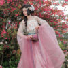Women-Qiyao-Hanfu-Set-Spring-Pink-Casual-Wear-4 Women Qiyao Hanfu Set Spring Pink Casual Song Dynasty Wear