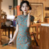 Women-Short-Qipao-Summer-Short-Sleeve-Casual-Dress-3 Women Short Qipao Summer Short-Sleeve Casual Dress