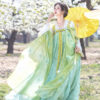 Women-Spring-Green-Tang-Dynasty-Qixiong-Shanqun-Hanfu-Set-1 Women Spring Green Tang Dynasty Qixiong Shanqun Hanfu Set