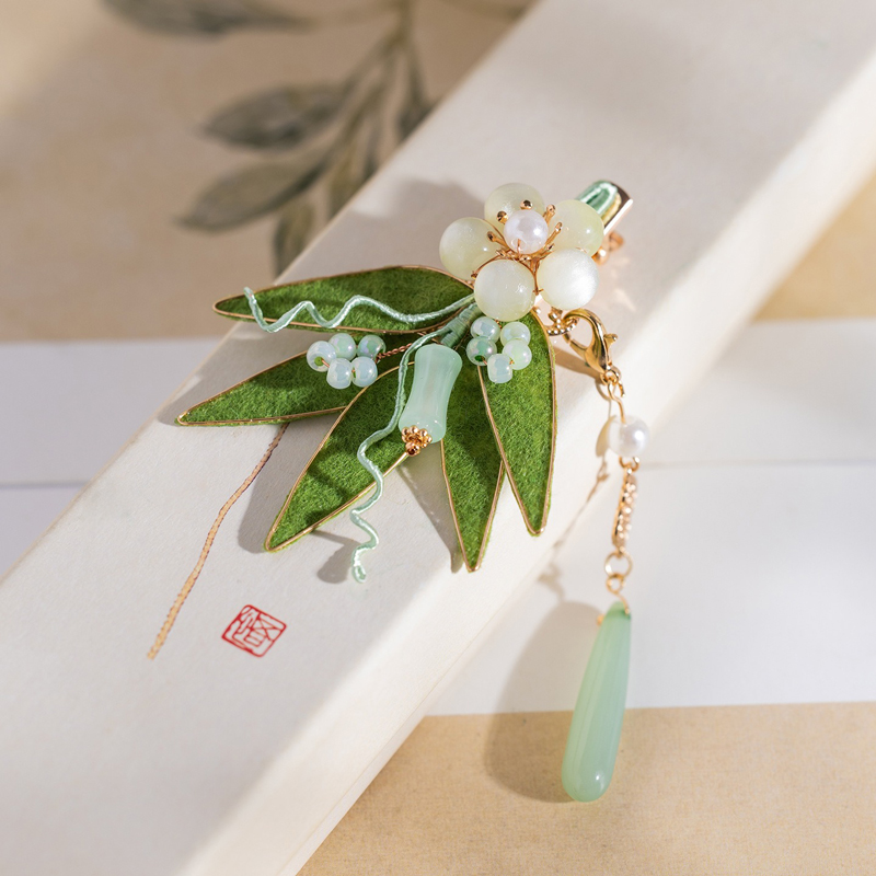 Bamboo-Leaf-Hair-Clips-Hanfu-Velvet-Hair-Accessories-Retro-for-Look-3 Bamboo Leaf Hair Clips Hanfu Velvet Hair Accessories Retro for Look