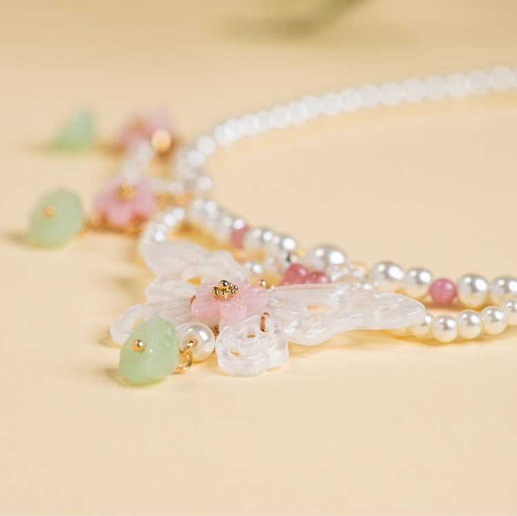 Classic Pearl Necklace Hanfu Yingluo Butterfly Accessory