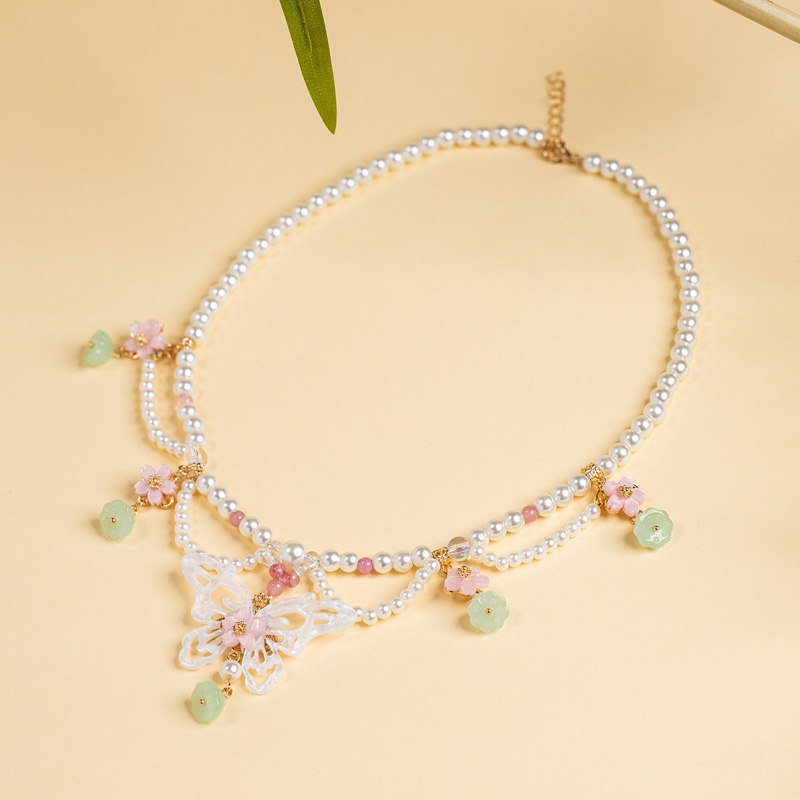 Classic-Pearl-Necklace-Hanfu-Yingluo-Butterfly-Accessory-2 Classic Pearl Necklace Hanfu Yingluo Butterfly Accessory
