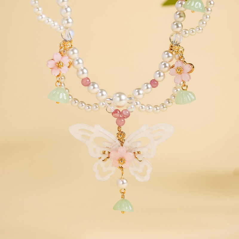 Classic-Pearl-Necklace-Hanfu-Yingluo-Butterfly-Accessory-3 Classic Pearl Necklace Hanfu Yingluo Butterfly Accessory