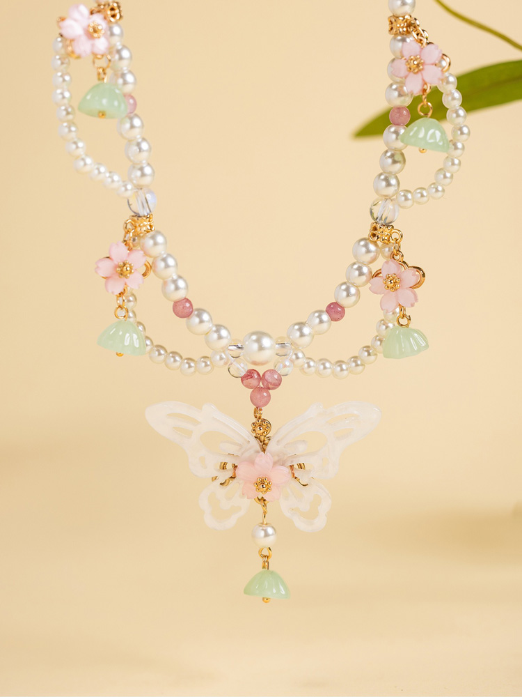 Classic Pearl Necklace Hanfu Yingluo Butterfly Accessory
