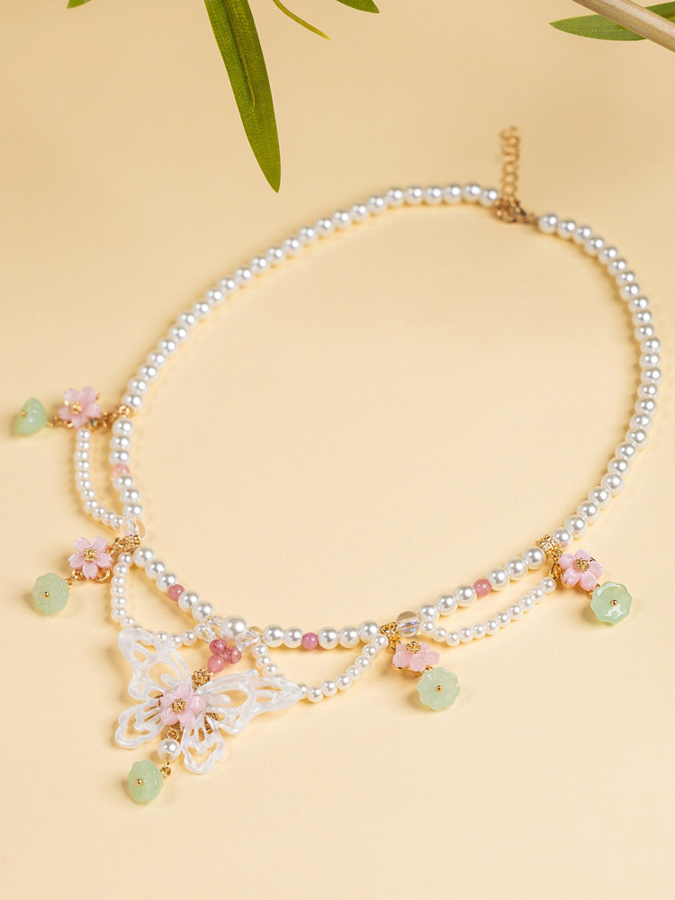 Classic Pearl Necklace Hanfu Yingluo Butterfly Accessory