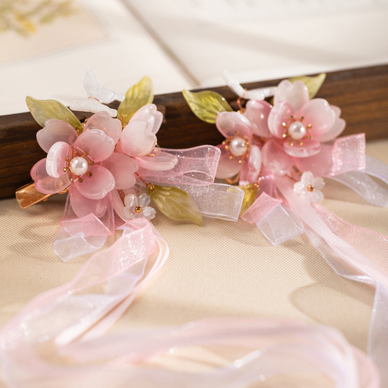 Cute-Children-Hanfu-Headwear-Cherry-Blossom-Hair-Clips-and-Spring-Themed-Ribbon-Hair-Accessories-1 Cute Children Hanfu Headwear Cherry Blossom Hair Clips and Spring-Themed Ribbon Hair Accessories