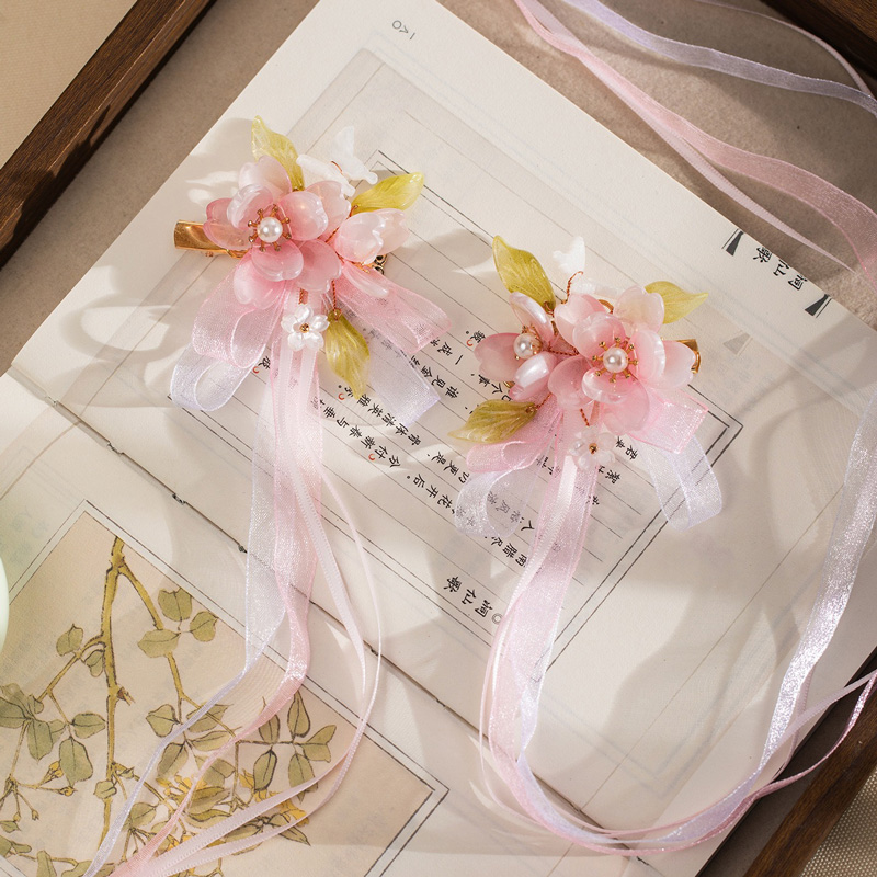 Cute-Children-Hanfu-Headwear-Cherry-Blossom-Hair-Clips-and-Spring-Themed-Ribbon-Hair-Accessories-2 Cute Children Hanfu Headwear Cherry Blossom Hair Clips and Spring-Themed Ribbon Hair Accessories