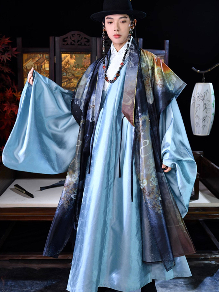 Hanfu Daopao Set with Dahu Retro-Style Ming Dynasty Men Outfit