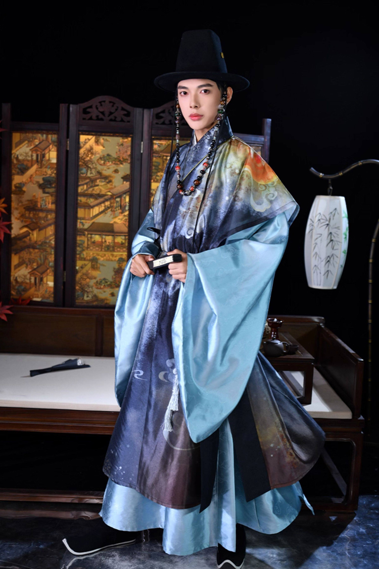 Hanfu Daopao Set with Dahu Retro-Style Ming Dynasty Men Outfit
