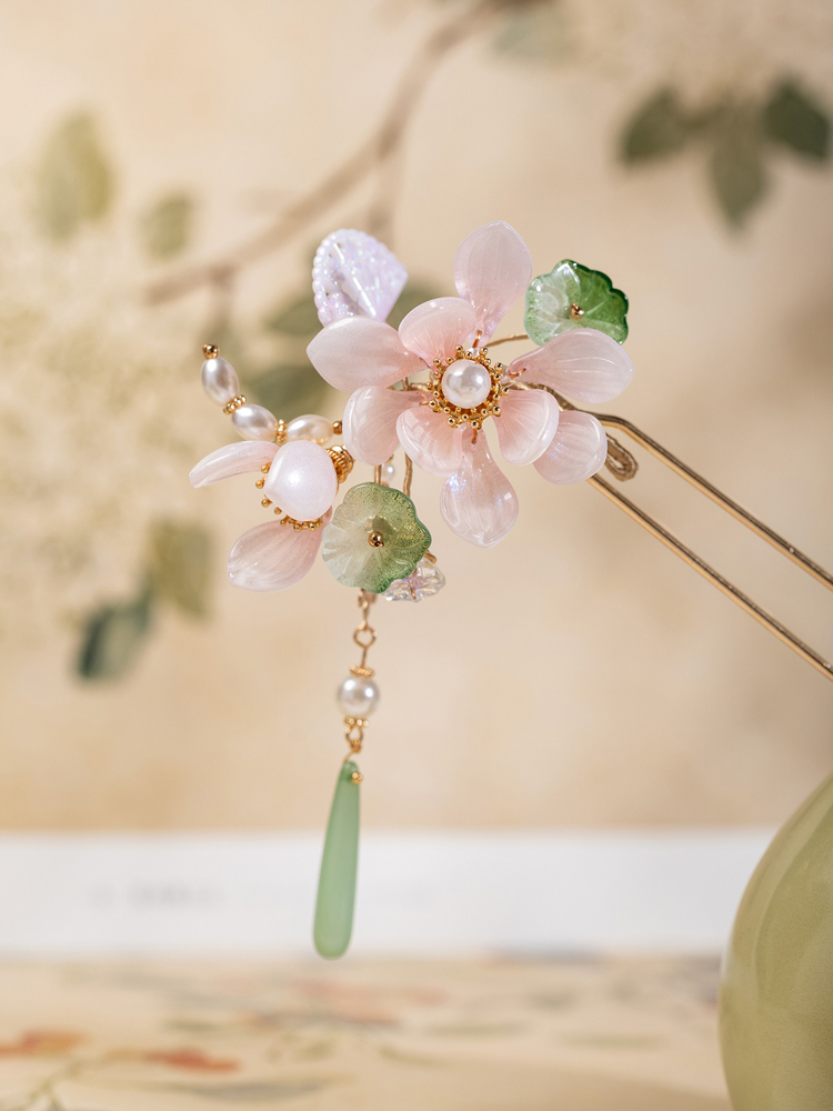 Hanfu Hair Accessory Pink Lotus Flower for Summer Outfits