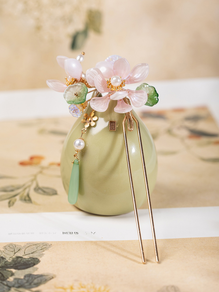 Hanfu Hair Accessory Pink Lotus Flower for Summer Outfits