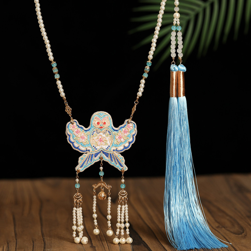 Hanfu-Mamian-Qun-Yingluo-Accessories-Long-Necklace-Cheongsam-Ornaments-4 Hanfu Mamian Qun Yingluo Accessories Long Necklace Cheongsam Ornaments