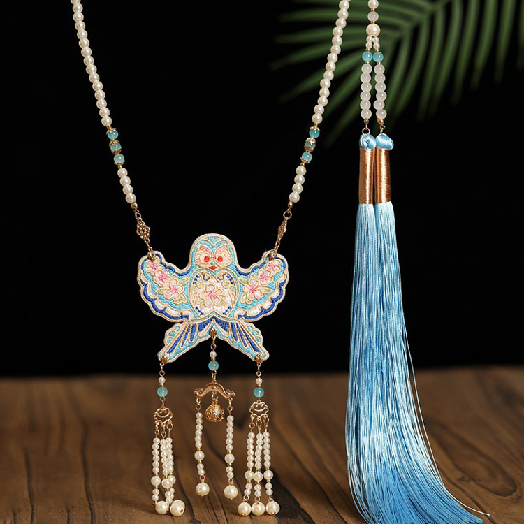 Hanfu Mamian Qun Yingluo Accessories Long Necklace Cheongsam Ornaments