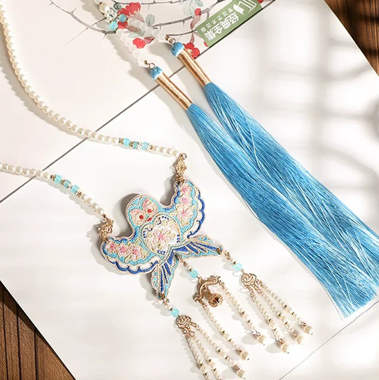 Hanfu Mamian Qun Yingluo Accessories Long Necklace Cheongsam Ornaments