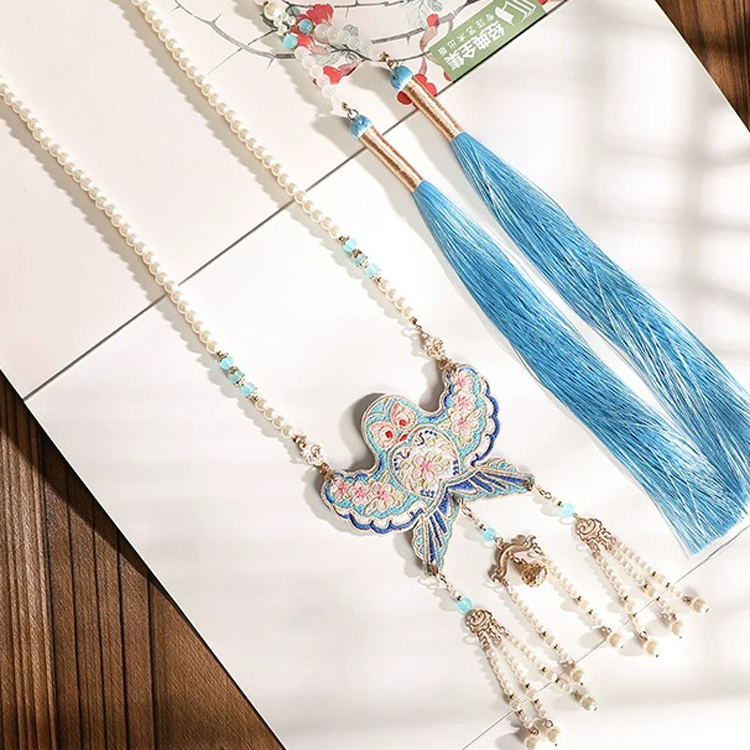 Hanfu Mamian Qun Yingluo Accessories Long Necklace Cheongsam Ornaments