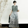 Men Ming Dynasty Hanfu Modern Style Ma Mian Silver Skirt
