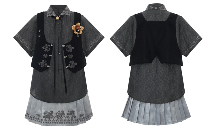 Modern Summer Women Casual Set Ming-Style Short Mamian Qun Set