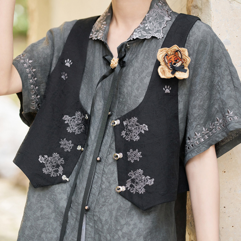 Modern Summer Women Casual Set Ming-Style Short Mamian Qun Set