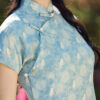 New-Summer-Women's-Qipao-Blue-Short-Sleeve-Long-Cheongsam-4 New Summer Women's Qipao Blue Short-Sleeve Long Cheongsam