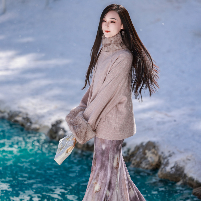 Spring-Women-Fishtail-Skirt-Feminine-Style-Purple-Dress-3 Spring Women Fishtail Skirt Feminine Style Purple Dress