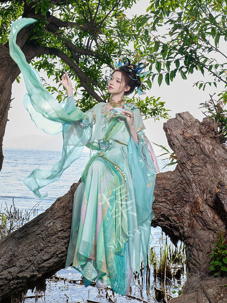 Summer Women Casual Tang Dynasty Hanfu Set Daji-Style Cosplay