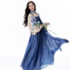 Summer-Women-Long-Dress-Blue-Casual-Hanfu-Set-4 Summer Women Long Dress Blue Casual Hanfu Set