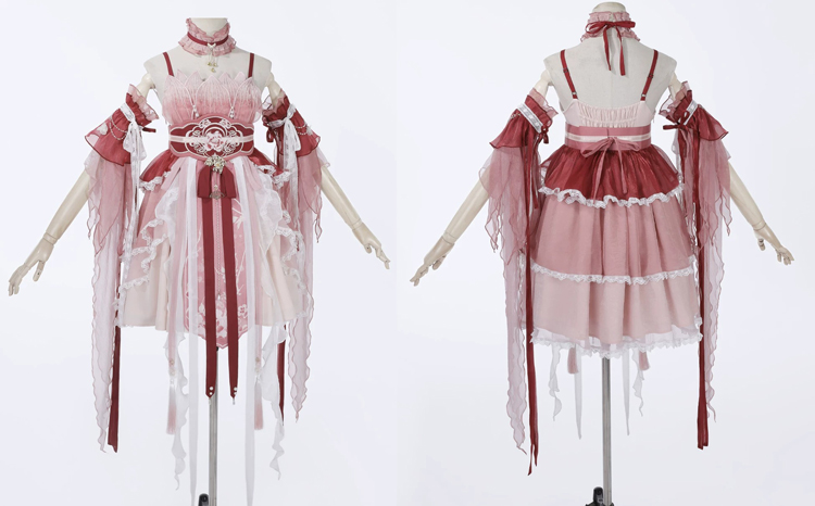 Summer Women Pink Dress Elegant Set with Hanfu Elements
