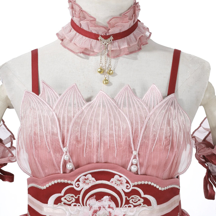 Summer Women Pink Dress Elegant Set with Hanfu Elements