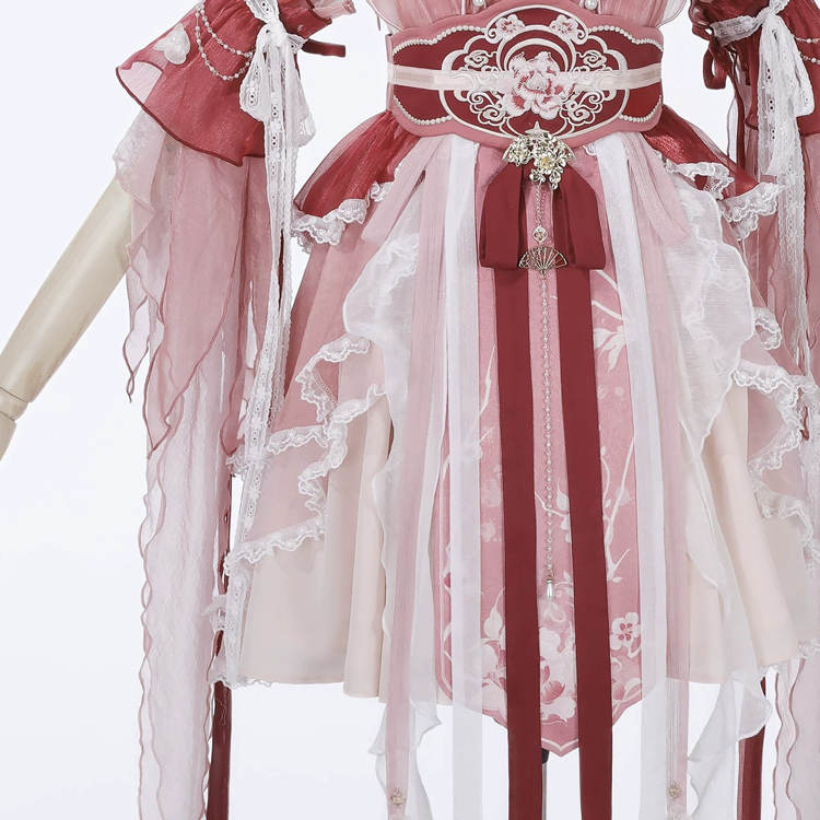 Summer Women Pink Dress Elegant Set with Hanfu Elements