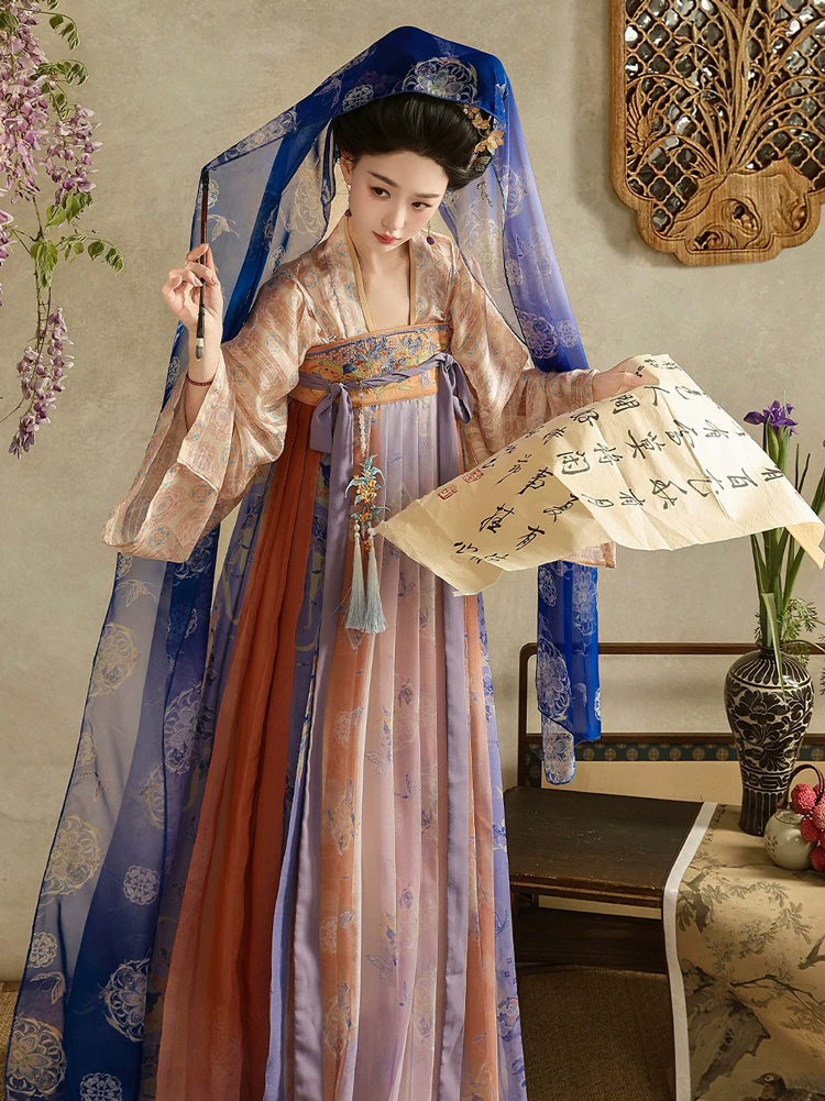 Tang Dynasty Women Qixiong Shanqun Ethereal Dunhuang Style