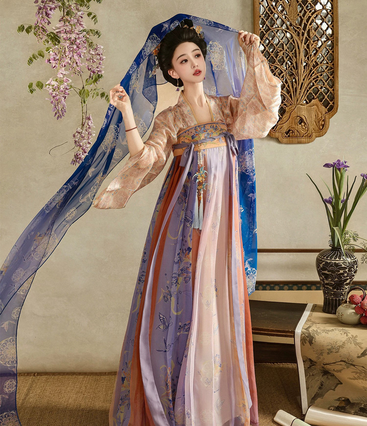 Tang Dynasty Women Qixiong Shanqun Ethereal Dunhuang Style