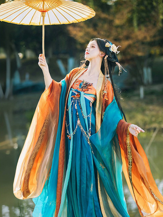 Women Elegant Tang Dynasty Hanfu Set Hezi Qun Summer Set
