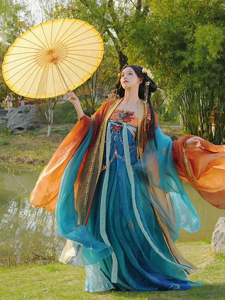 Women Elegant Tang Dynasty Hanfu Set Hezi Qun Summer Set