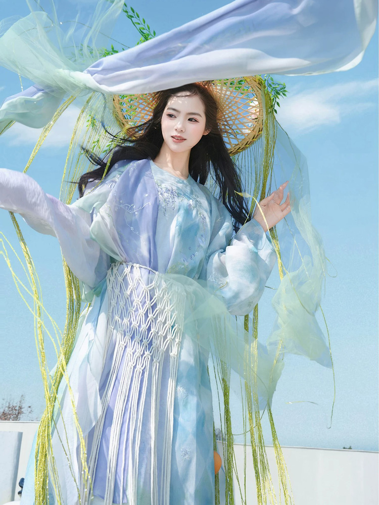 Women Hanfu Round-Neck Robe Tang Dynasty-Style Casual Wear