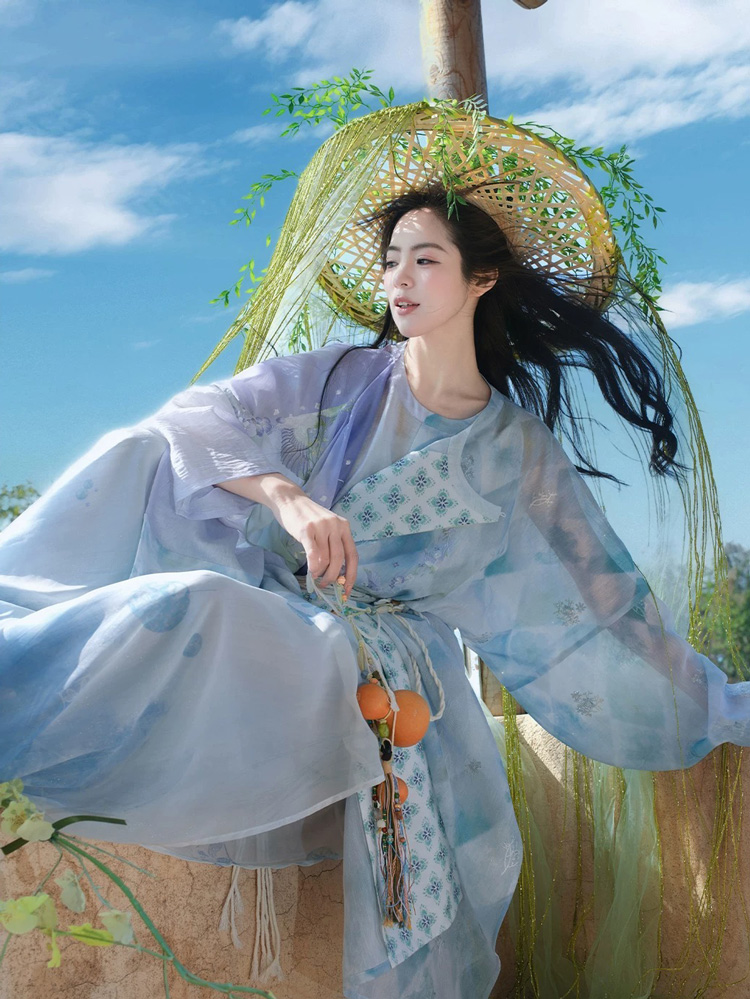 Women Hanfu Round-Neck Robe Tang Dynasty-Style Casual Wear
