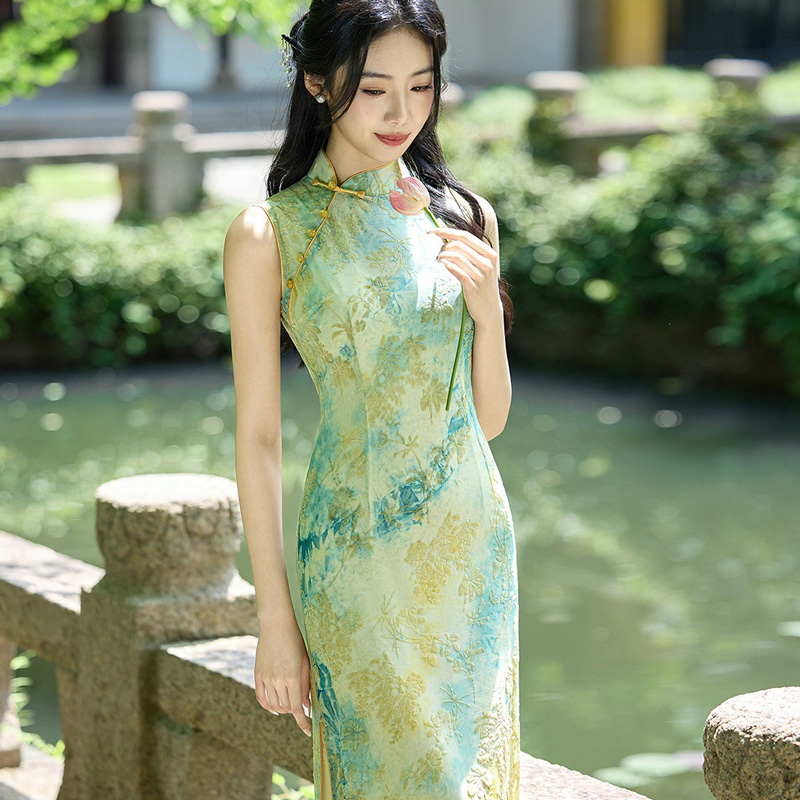 Women-New-Summer-Qipao-Daily-Sleeveless-Casual-Dress-1 Verdant Mist