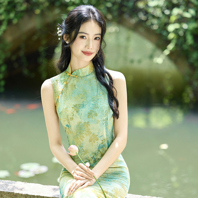 Women-New-Summer-Qipao-Daily-Sleeveless-Casual-Dress-4 Women New Summer Qipao Daily Sleeveless Casual Dress