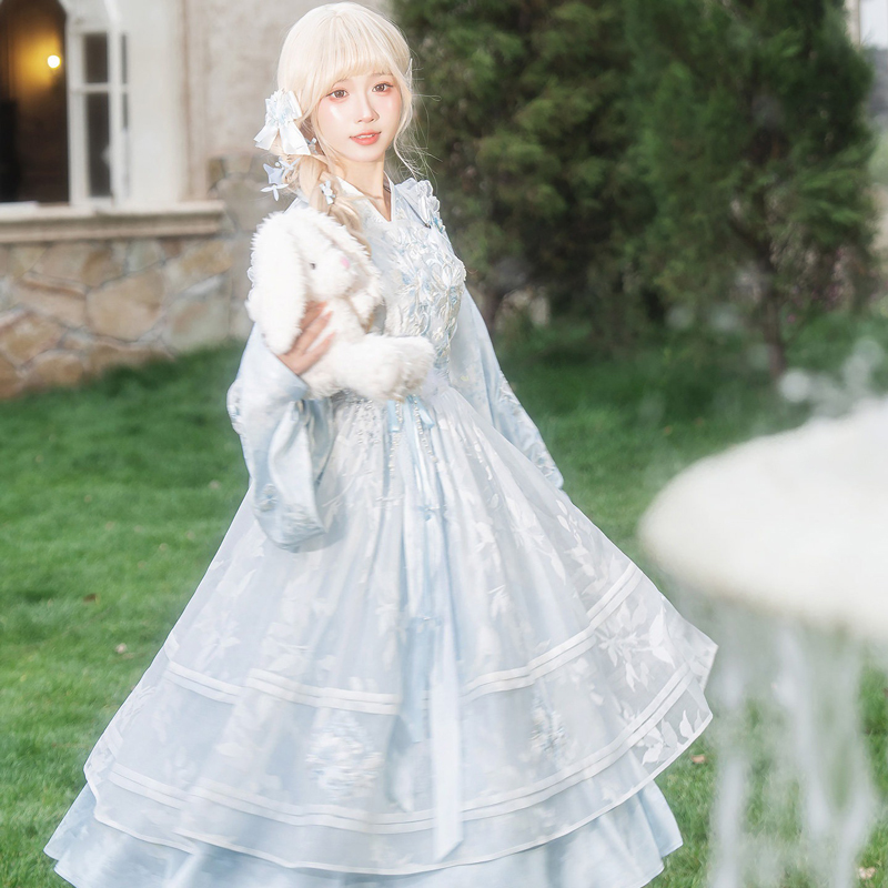 Women-Spring-Dress-Blue-Hanfu-Inspired-Set-1 Yue Xia Tan Yin (月下昙影)