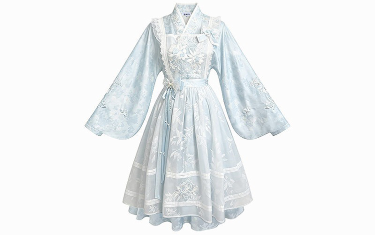 Women Spring Dress Blue Hanfu-Inspired Set
